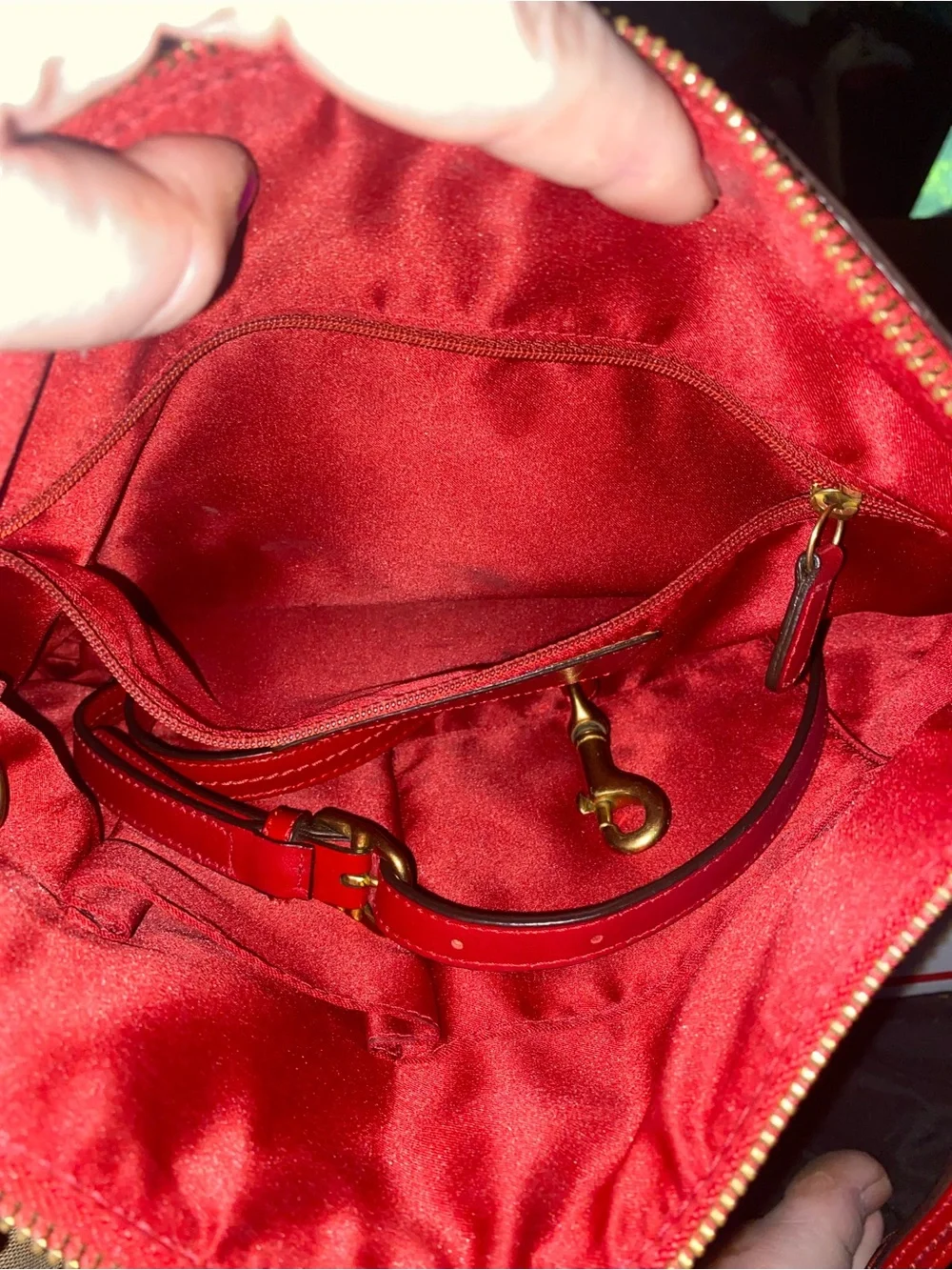 Coach Red Leather Interior Signature Tote